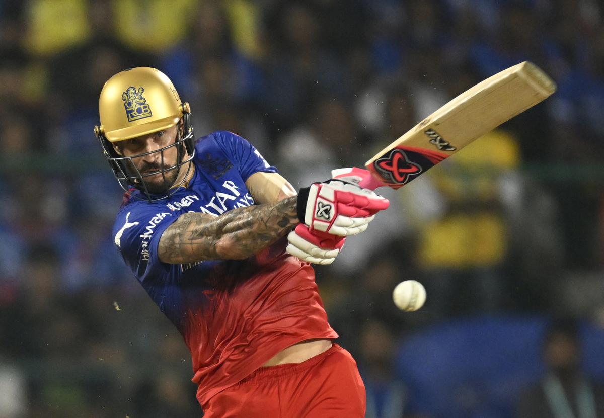 Faf du Plessis during the IPL 2024 match against Chennai Super Kings in Bengaluru.