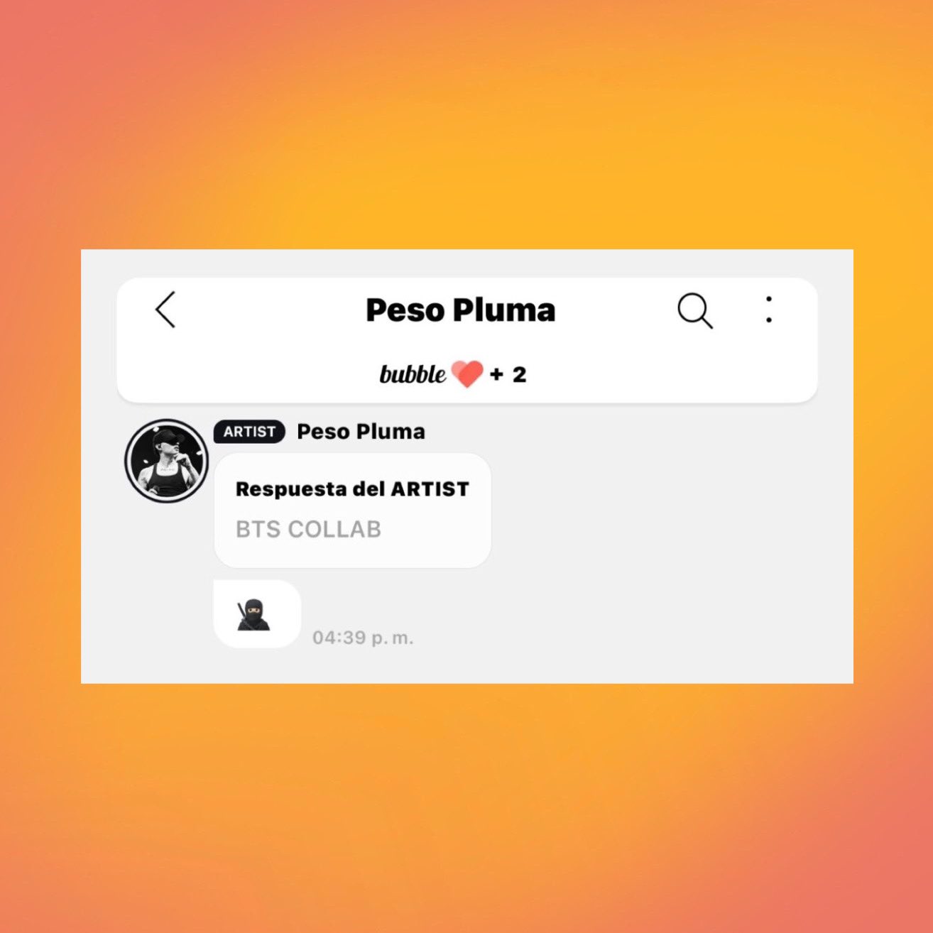 Pop Flop on X: "Peso Pluma hints at a possible collaboration with BTS on  bubble. https://t.co/AOlL6LlF6p" / X