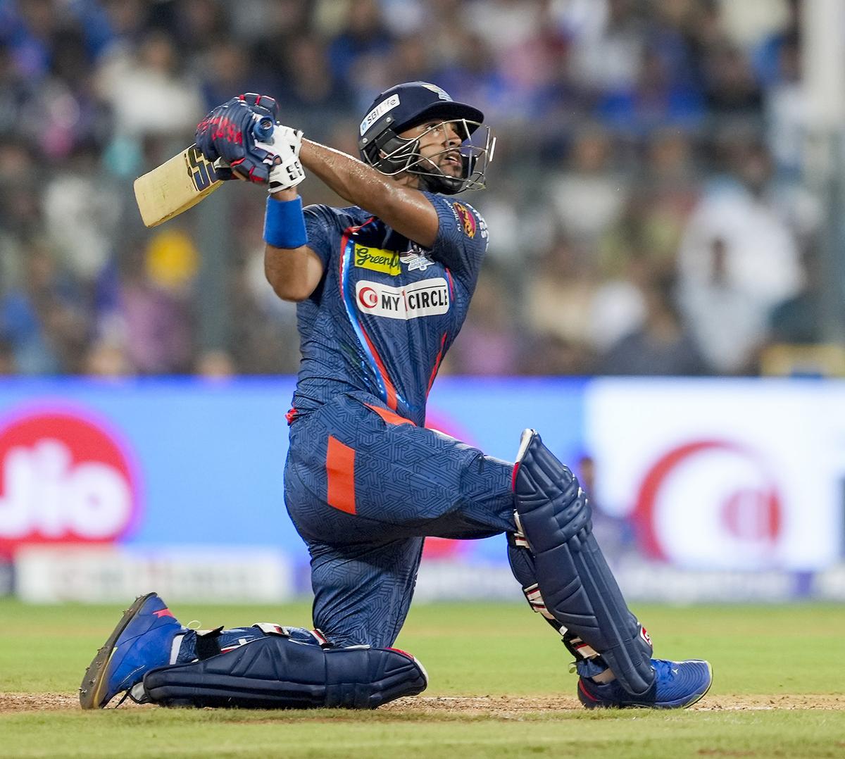 Lucknow Super Giants’ batter Nicholas Pooran plays a shot during the IPL 2024. 