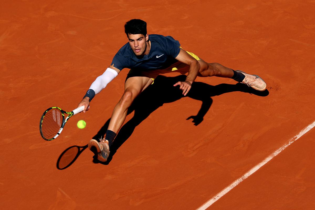 Meanwhile, Alcaraz (right) won four titles overall, including the French Open and Wimbledon, beating Sinner multiple times along the way.