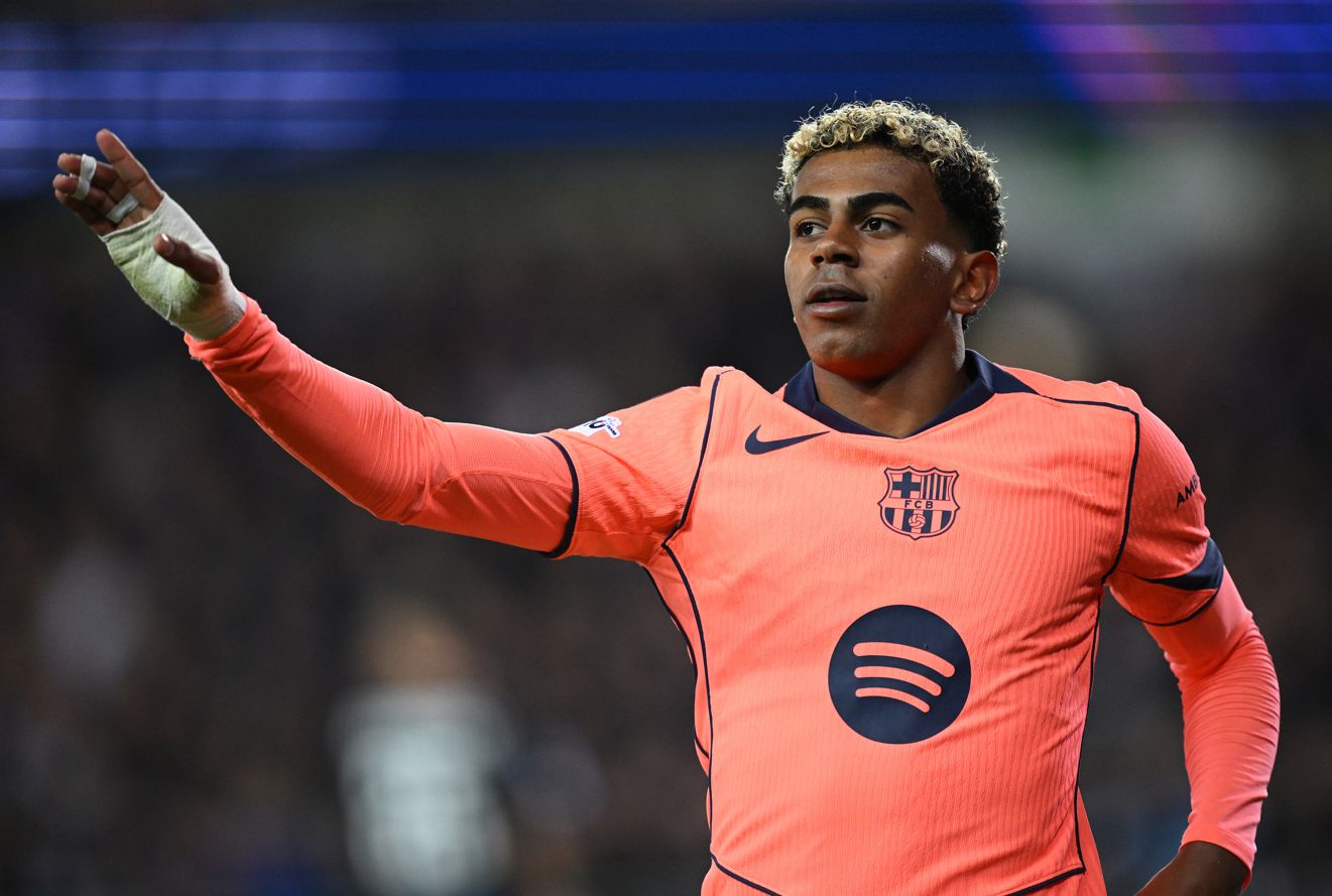 Lamine Yamal in action against Club Brugge last week.