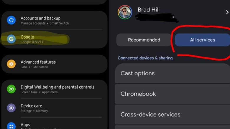 Samsung menus on Galaxy S24