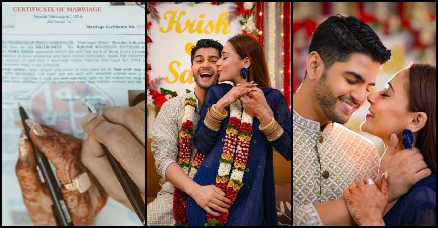 'Two faiths, one script': Saaraa Khan ties the knot with actor Krish Pathak in court marriage under Special Marriage Act