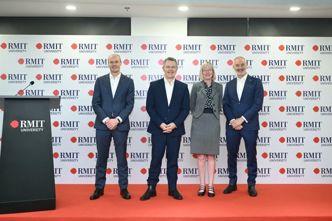 (From L) RMIT Vietnam Pro Vice-Chancellor and General Director Professor Scott Thompson-Whiteside, Australia’s Minister of Education the Honourable Jason Clare MP, Australian Ambassador to Vietnam; Gillian Bird, RMIT University Vice-Chancellor; and President Professor Alec Cameron. Photo courtesy of RMIT