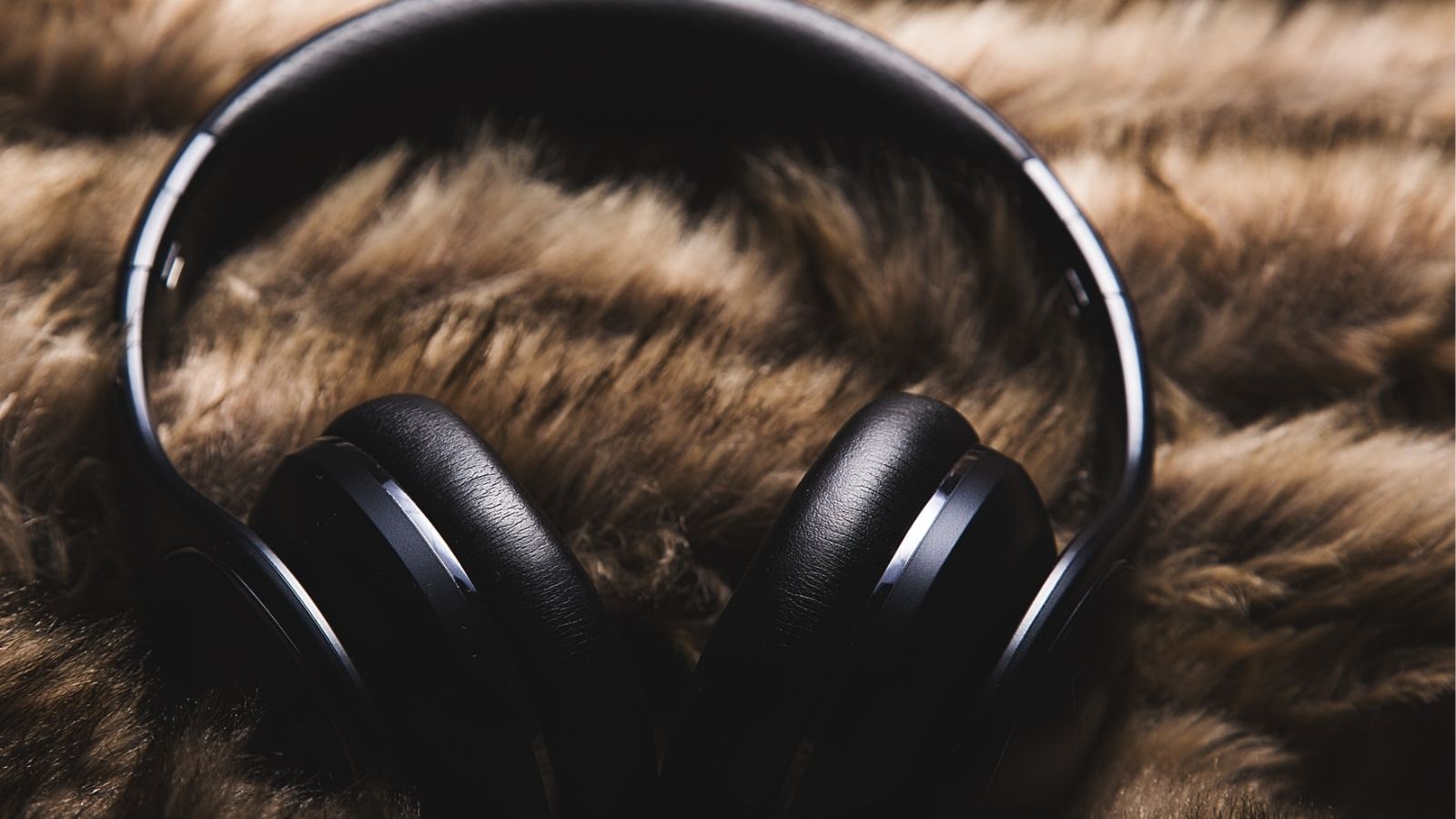 black headphones brown bg Black Headphones On Brown Background