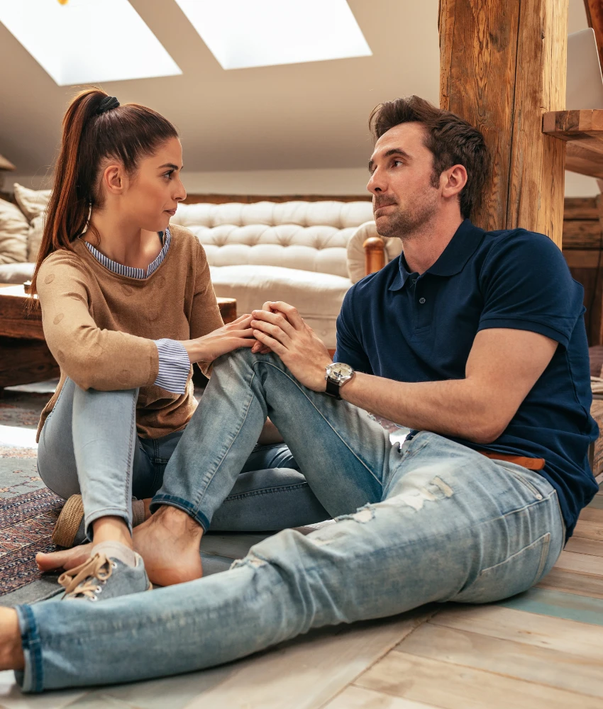 Stressed out couple planning wedding struggling