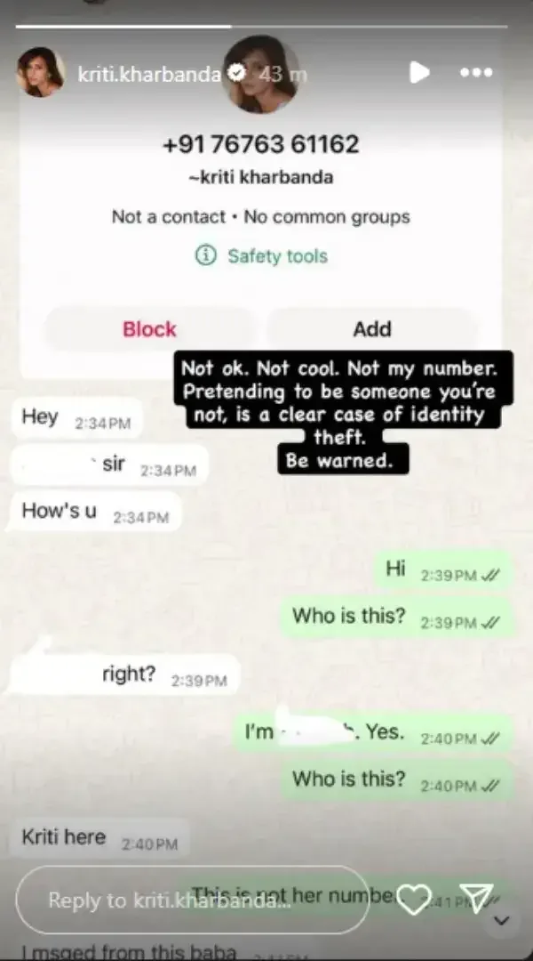 Kriti Kharband fallen in prey