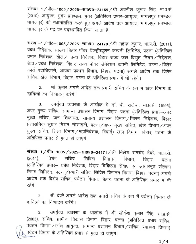 17 IAS officers transferred in Bihar, suspension of Sanjeev Hans ended, see full list 7 25708901c