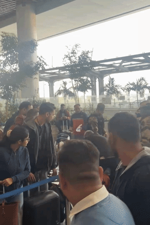 Passengers clashed among themselves over a dispute over standing in line at Lucknow airport. One passenger kicked and punched another passenger.