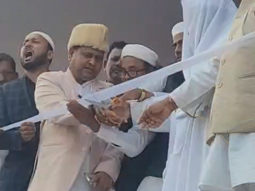 Suspended TMC MLA Humayun Kabir cut the ribbon along with the clerics on the stage amid tight security arrangements.