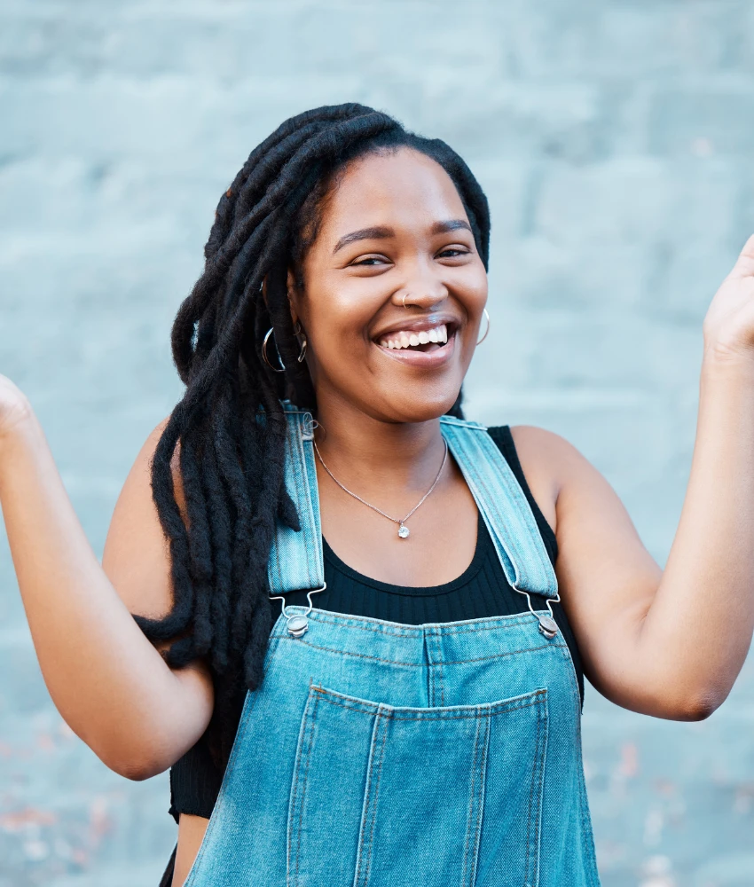 Lucky woman who is an optimist