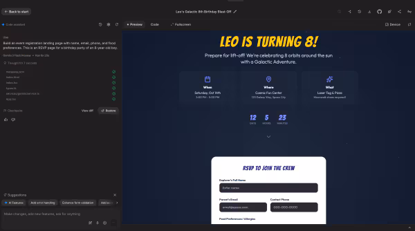 RSVP page created using AI Studio. 
