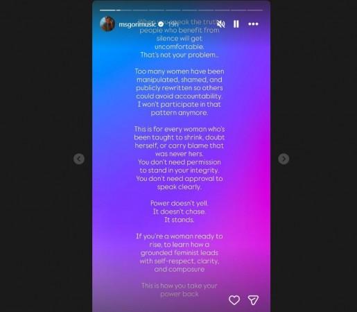 MS Gori shares on Instagram story