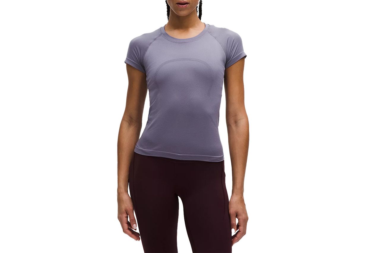 Mul <br /> lulhemon” title=”Person wearing a fitted shortsleeve workout shirt and leggings torso and upper body shown” /><figcaption><i></p><p>Mul <br /> lulhemon</p><p></i></figcaption></figure><p><s>$68</s>&nbsp;<span class=