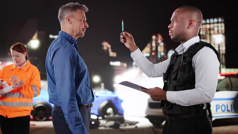 Police administering a DUI test