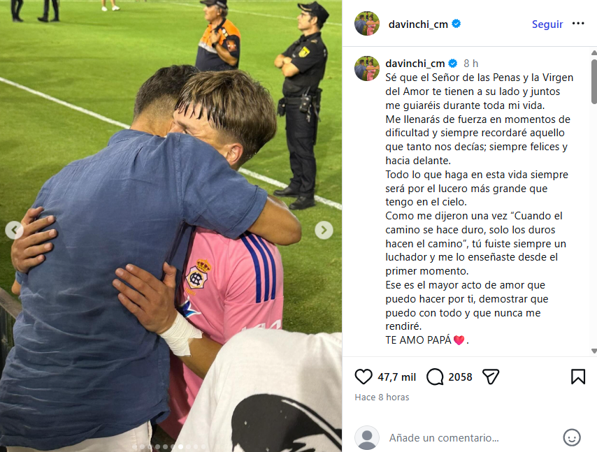 Davinchi pays tribute to father on Instagram.