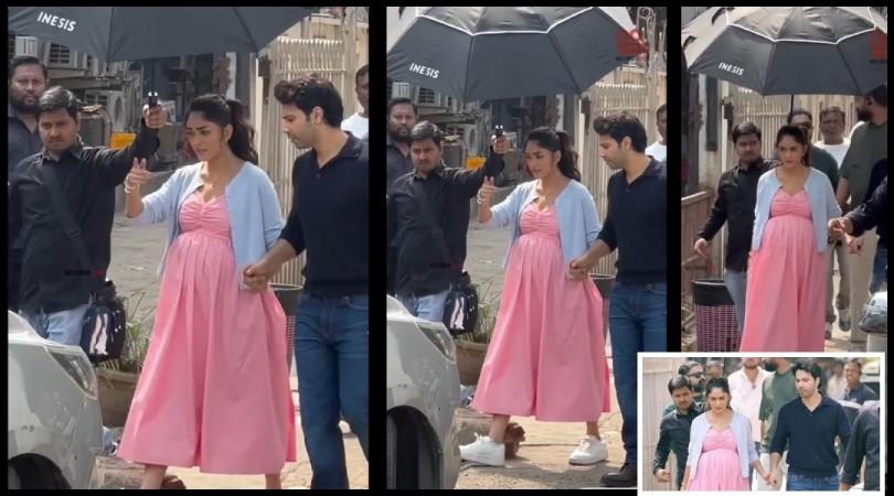 Pregnant Mrunal Thakur flaunts baby bump; films pregnancy scene with Varun Dhawan for Hai Jawani Toh Ishq Hona Hai ; video goes viral