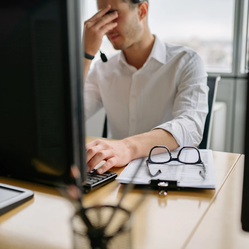 man worried about job security