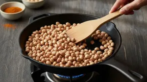 Roasting peanuts in pan