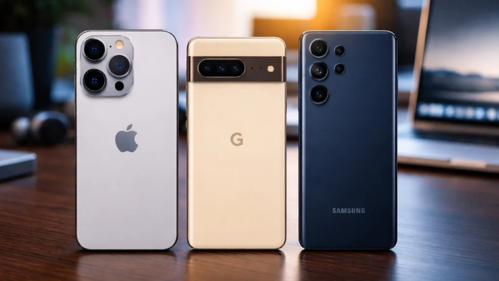 pixel vs galaxy vs iphone flagship phone