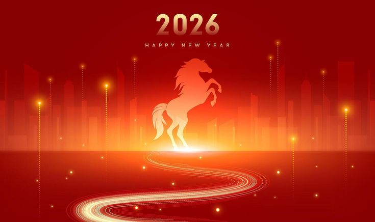 This may contain: a horse is standing in the middle of a city at night with bright lights on it