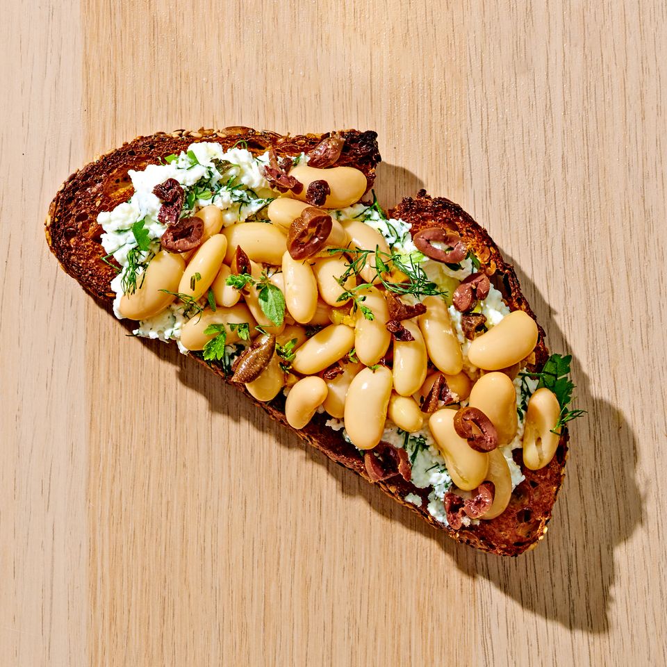 Cannellini Bean & Herbed Ricotta Toast Credit: Ted & Chelsea Cavanaugh