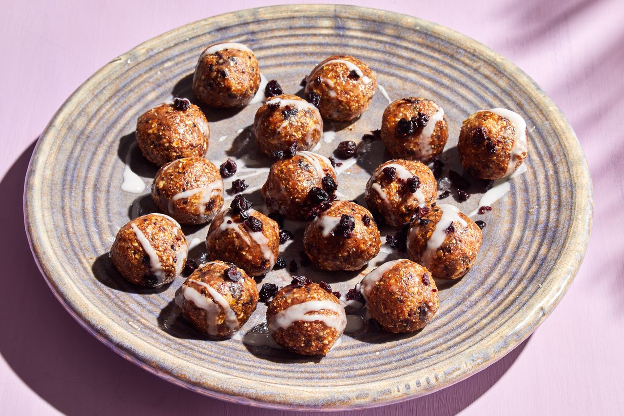 a recipe photo of the High-Protein Lemon-Blueberry Energy Balls Credit: Photographer: Grant Webster, Food Stylist: Holly Dreesman, Prop Stylist: Lexi Juhl