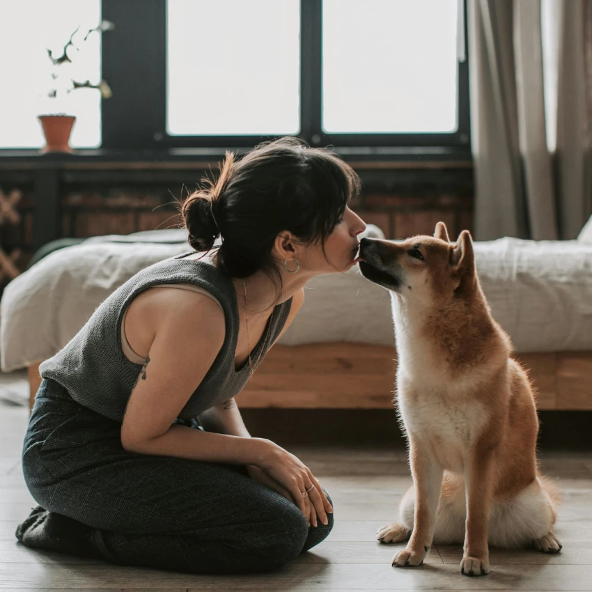 woman with her dog that gave her sepsis