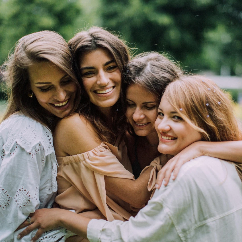 happy group of friends who met through leisure activities