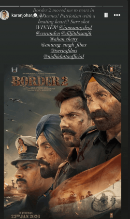 Karan puts out an appreciative post for Border 2. Karan Johar-Varun Dhawan