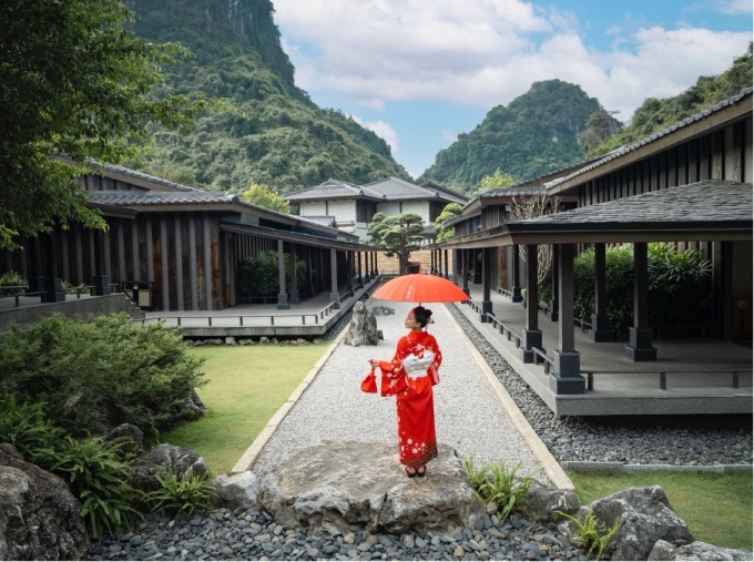 Hilton Quang Hanh Onsen Resort’s traditional Japanese-style architecture. Photo courtesy of Sun Group