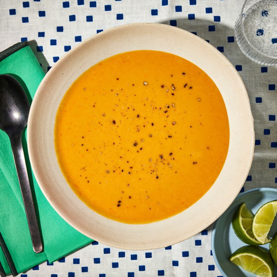 image of Roasted Vegetable Soup Credit: Photographer: Jen Causey, Food Stylist: Jennifer Wendorf, Prop Stylist: Christina Brockman