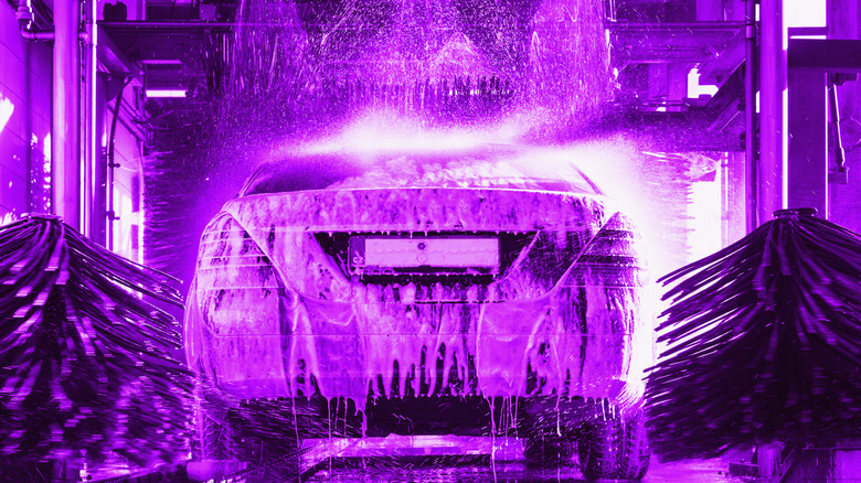 Car going through an automated car wash