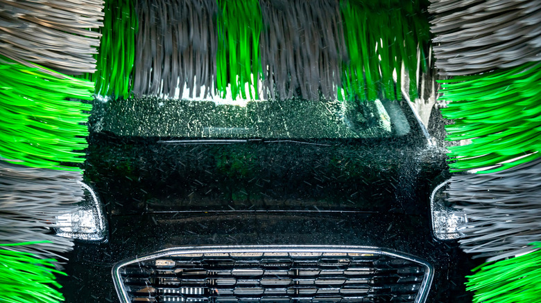 Car going through an automated car wash