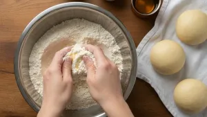 Rolling dough balls on board