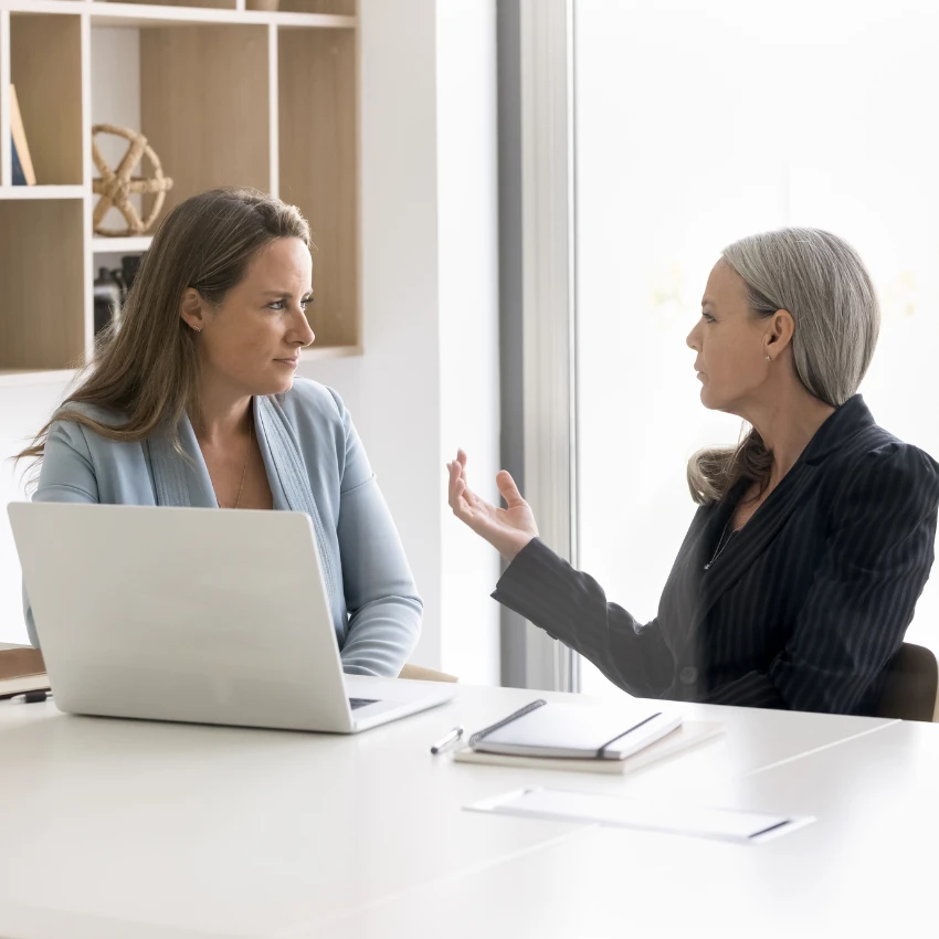 woman setting workplace boundaries with boss