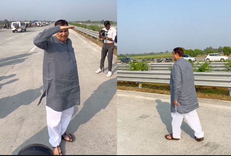 nitin gadkari inspecting vadodara mumbai expressway