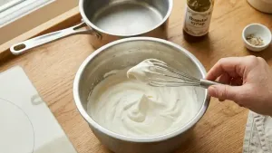 In a chilled bowl, whip 1 cup whipping cream until soft peaks form.