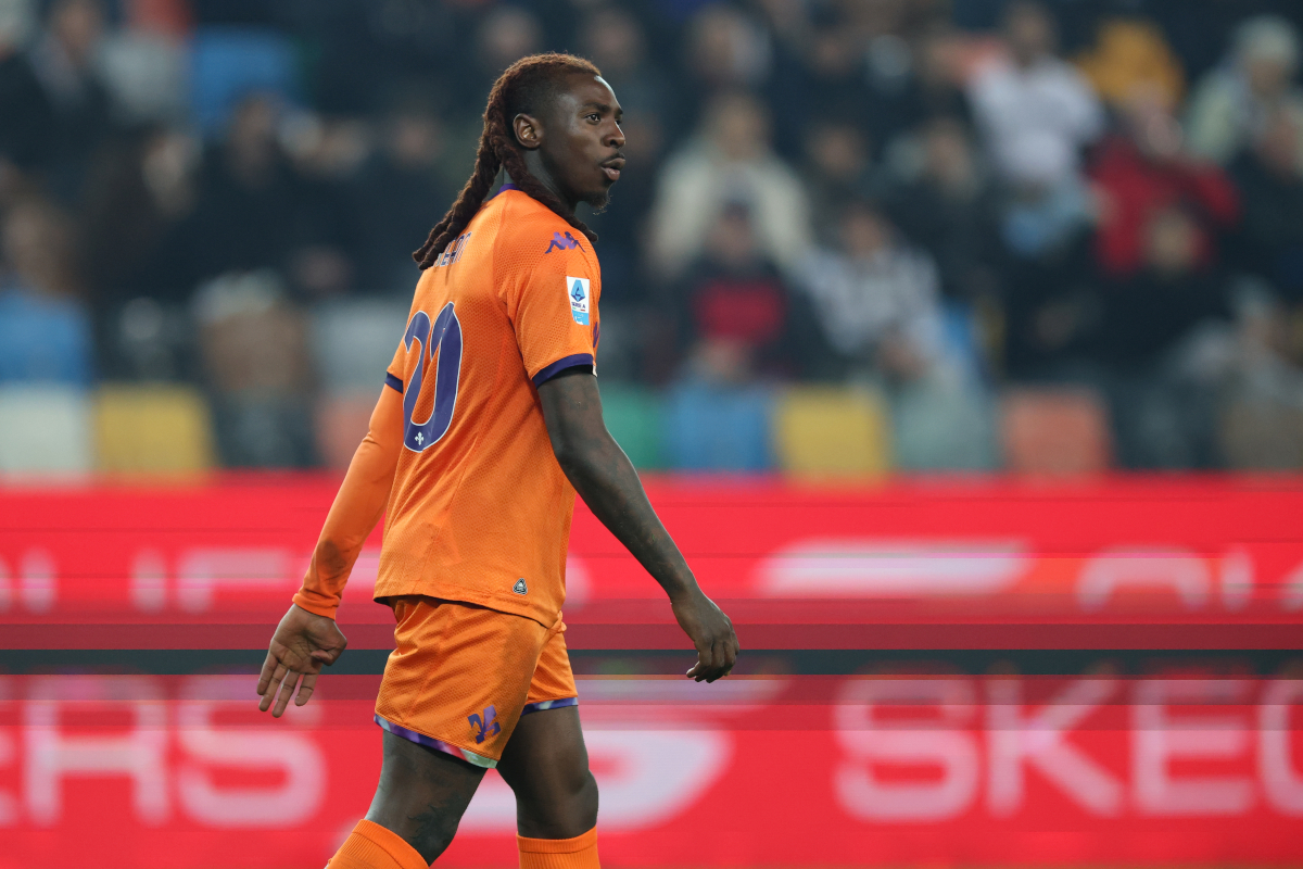 UDINE, ITALY - MARCH 02: Moise Kean of Fiorentina looks on during the Serie A match between Udinese Calcio and ACF Fiorentina at Stadio Friuli on March 02, 2026 in Udine, Italy. (Photo by Timothy Rogers/Getty Images)