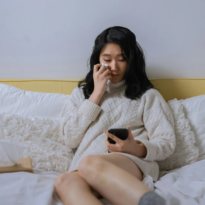 woman crying because of what ChatGPT did to her mental health