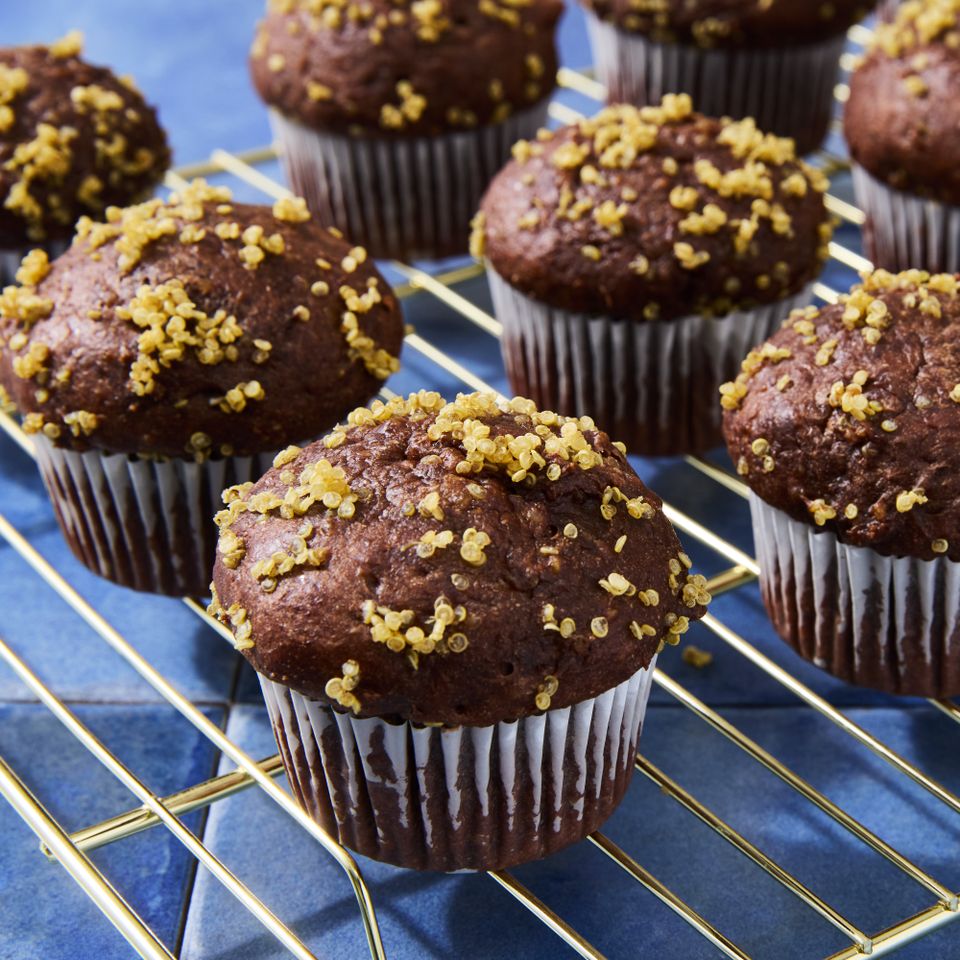 A recipe image of Chocolate-Quinoa Muffins. Credit: Photographer: Alex Huang.