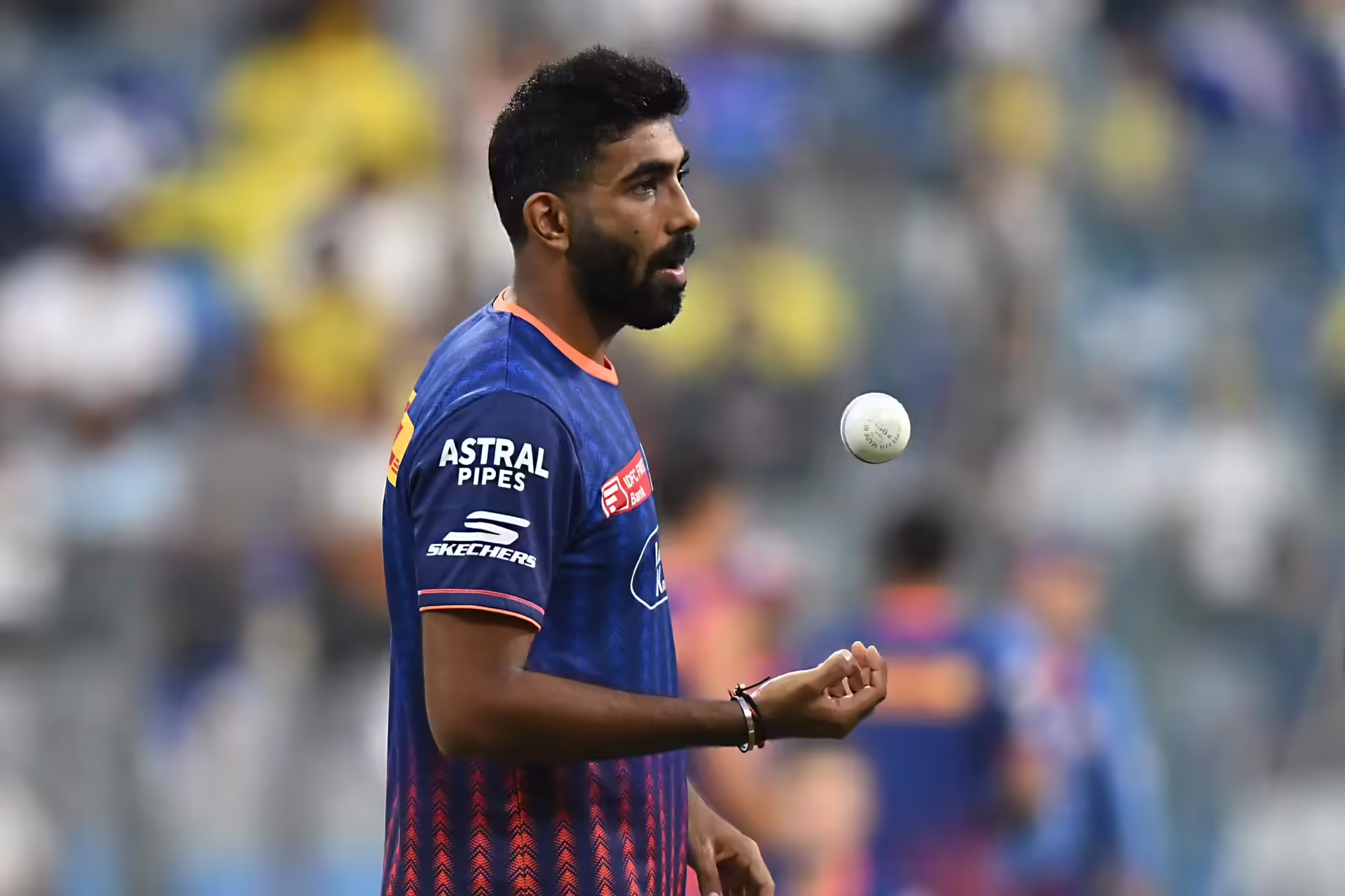 Jasprit Bumrah of Mumbai Indians warms up prior to the 2025 IPL match against the Chennai Super Kings. (Getty Images) 2025 IPL - Mumbai Indians v Chennai Super Kings