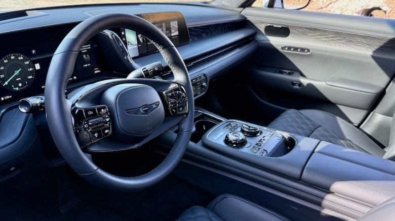 2026 Genesis G90 Prestige Black dashboard and steering wheel