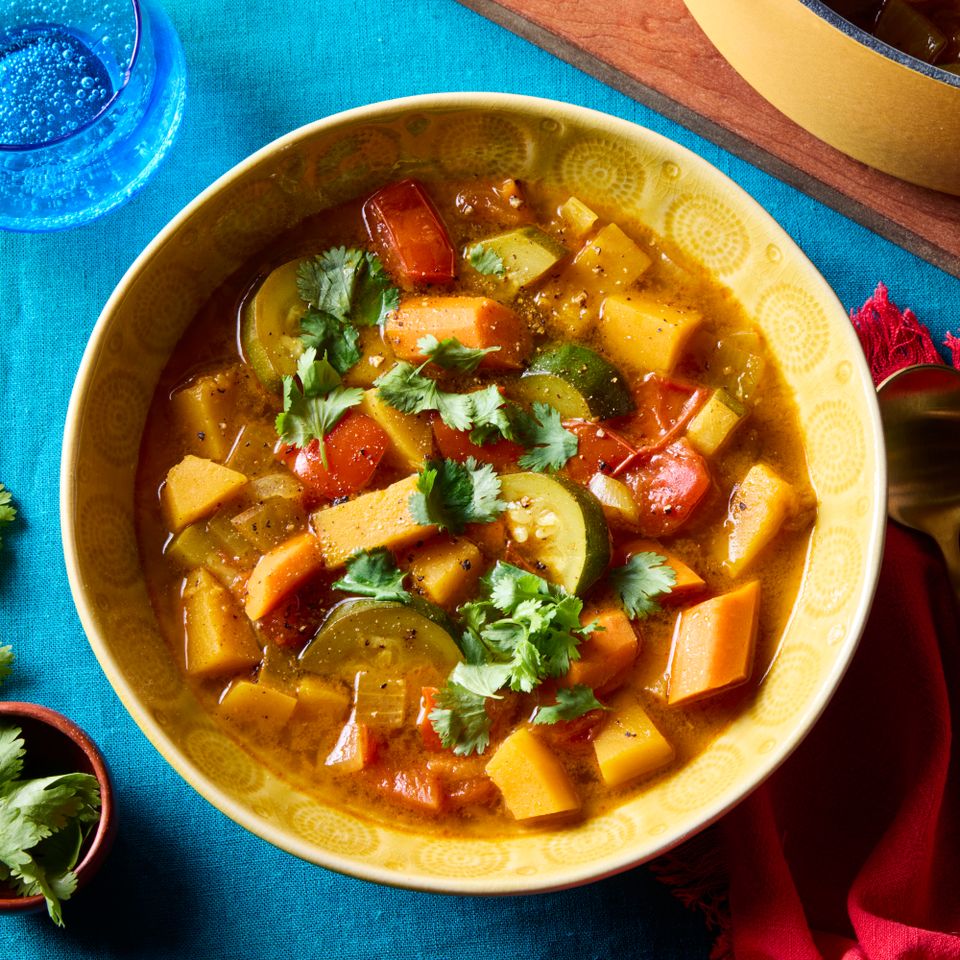 A recipe image of Fall Vegetable Stew. Credit: Food: Sammy Mila, Photos: Jason Donnelly, Props: Breanna Ghazali.