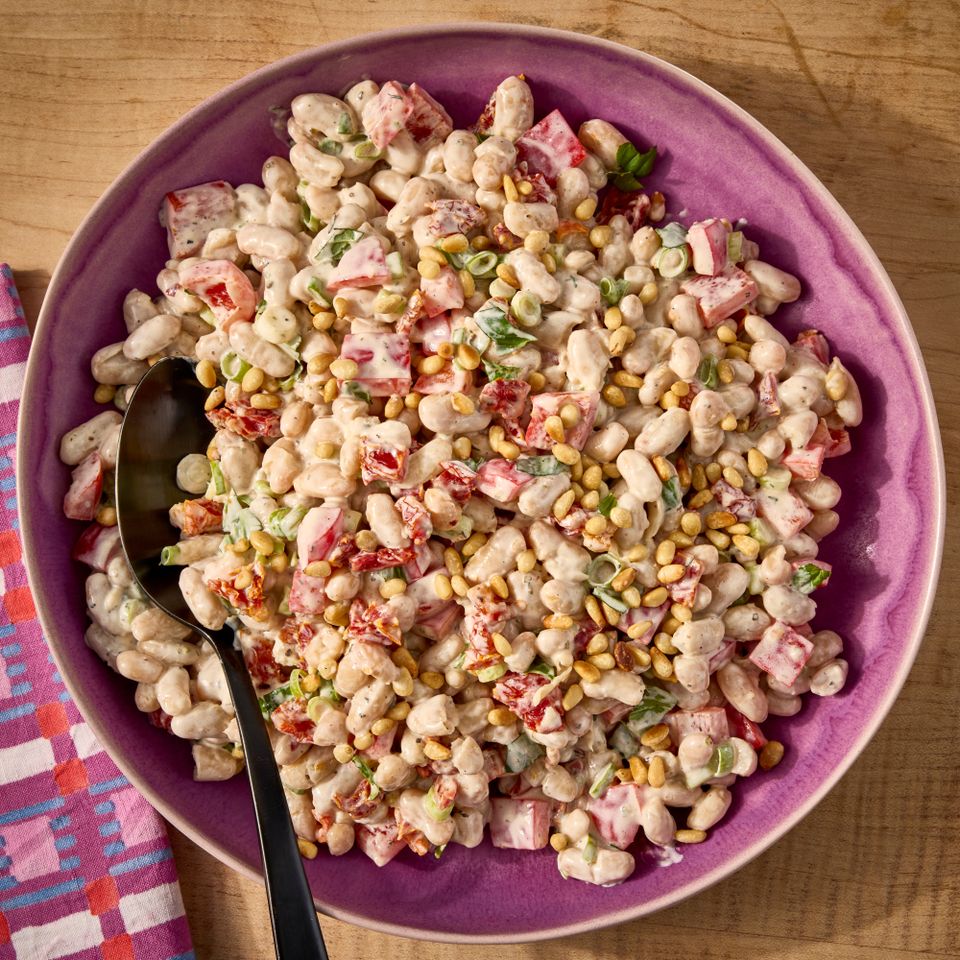 Recipe image of Marry Me White Bean Salad. Credit: Photographer: Jen Causey, Food Stylist: Emily Nabors Hall, Prop Stylist: Hannah Greenwood.