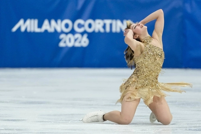 Alysa Liu performs in the womens singles figure skating at the Winter Olympics on the Milan, Italy, on Feb. 19, 2026. Photo by AP