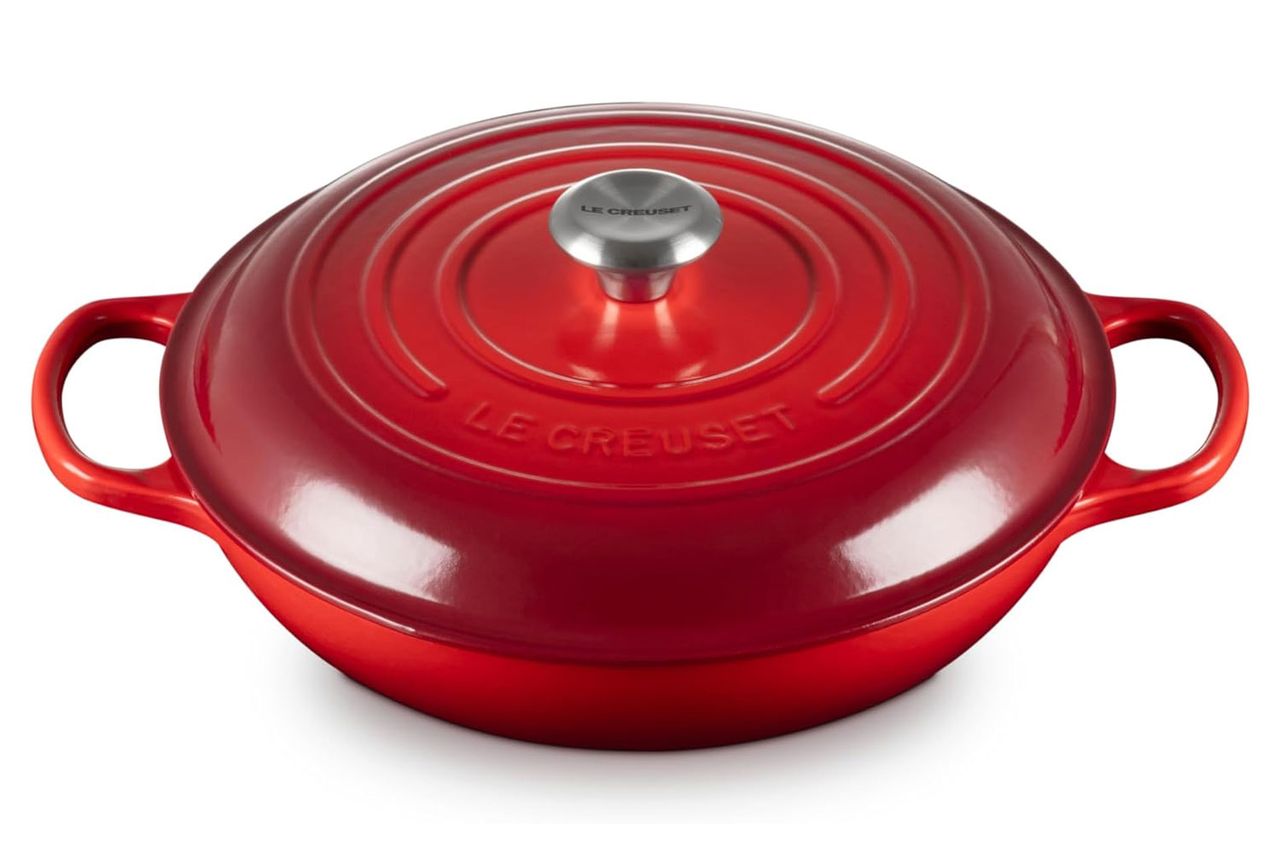 Le Creuset Enameled Cast Iron Signature Braiser, 3.5 qt., Cerise Credit: Amazon