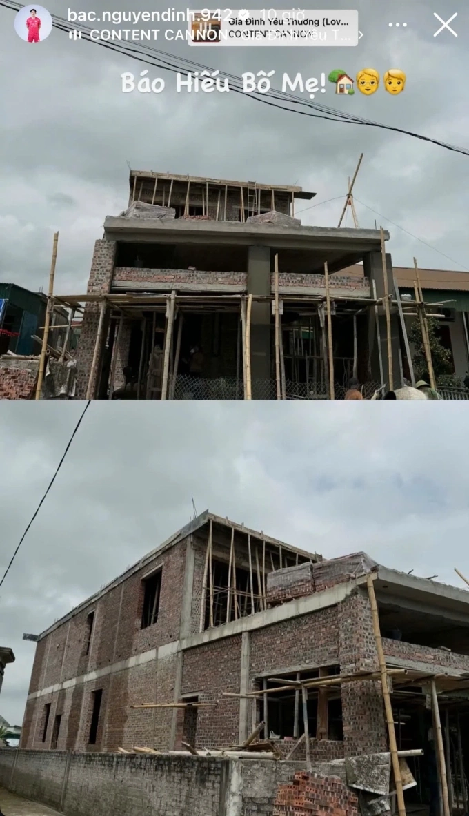 The photos of the house that is under construction for Nguyen Dinh Bac parents. Photo by Instagram/@bac.nguyendinh.942