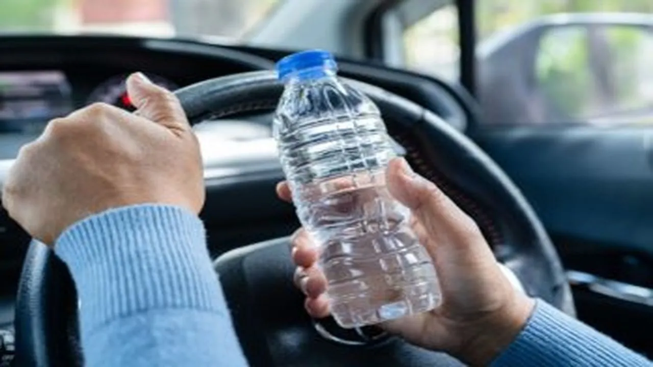 Water bottle in car