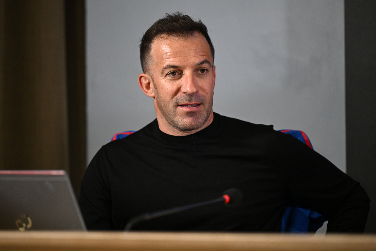 Juventus legend Alessandro Del Piero looks on during a press conference at Centro Tecnico Federale di Coverciano on June 03, 2024 in Florence, Italy. (Photo by Claudio Villa/Getty Images)